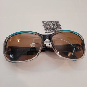 Foster Grant Sunglasses Womens N07 Polarized Brown Teal Rhinestone Gradient